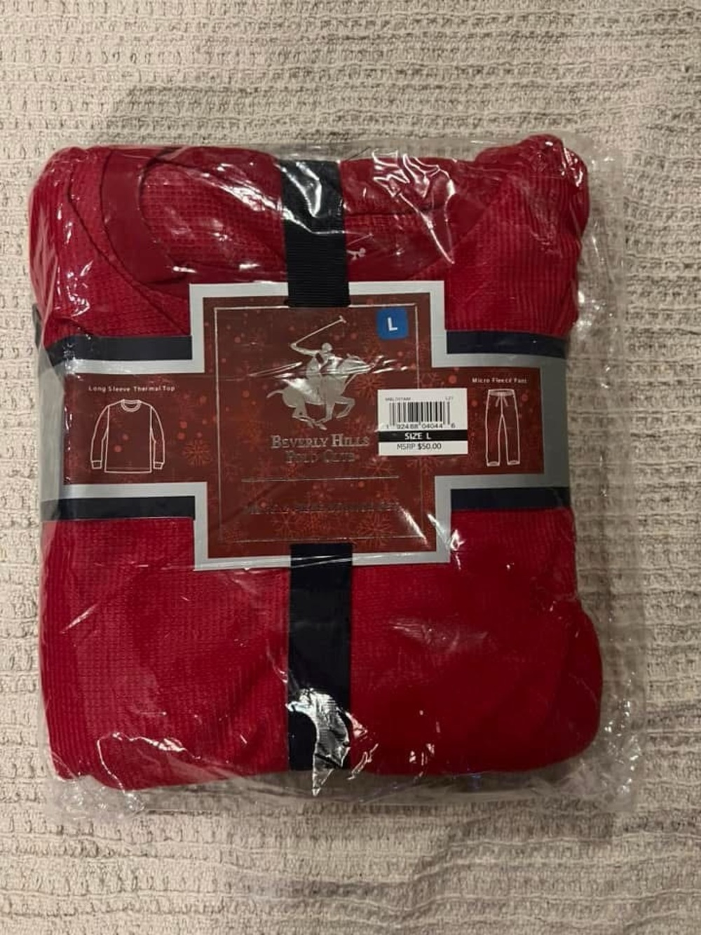 Beverly Hills Polo Club Men’s Bright Red Crewneck Thermal Sweater